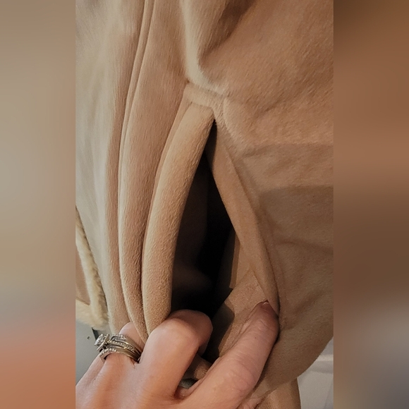 Utex Design poly/acrylic button-down coat with faux suede  and faux wool Size XL - Picture 4 of 8